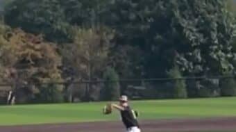 Diving catch in center field